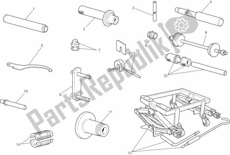 Alle onderdelen voor de 01b - Werkplaatsgereedschap van de Ducati Streetfighter 848 USA 2013